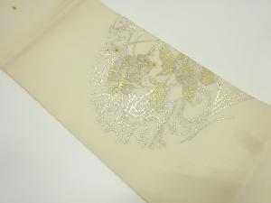 アンティーク　紗　観世水に紫陽花模様織り出し袋帯（材料）